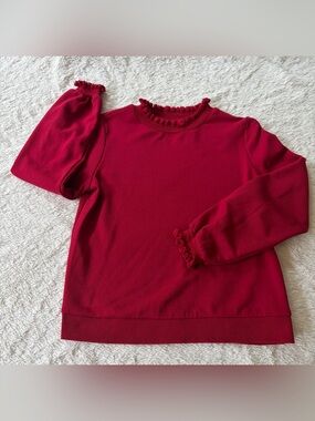 Who What Wear Red Ruffle-Neck Pullover